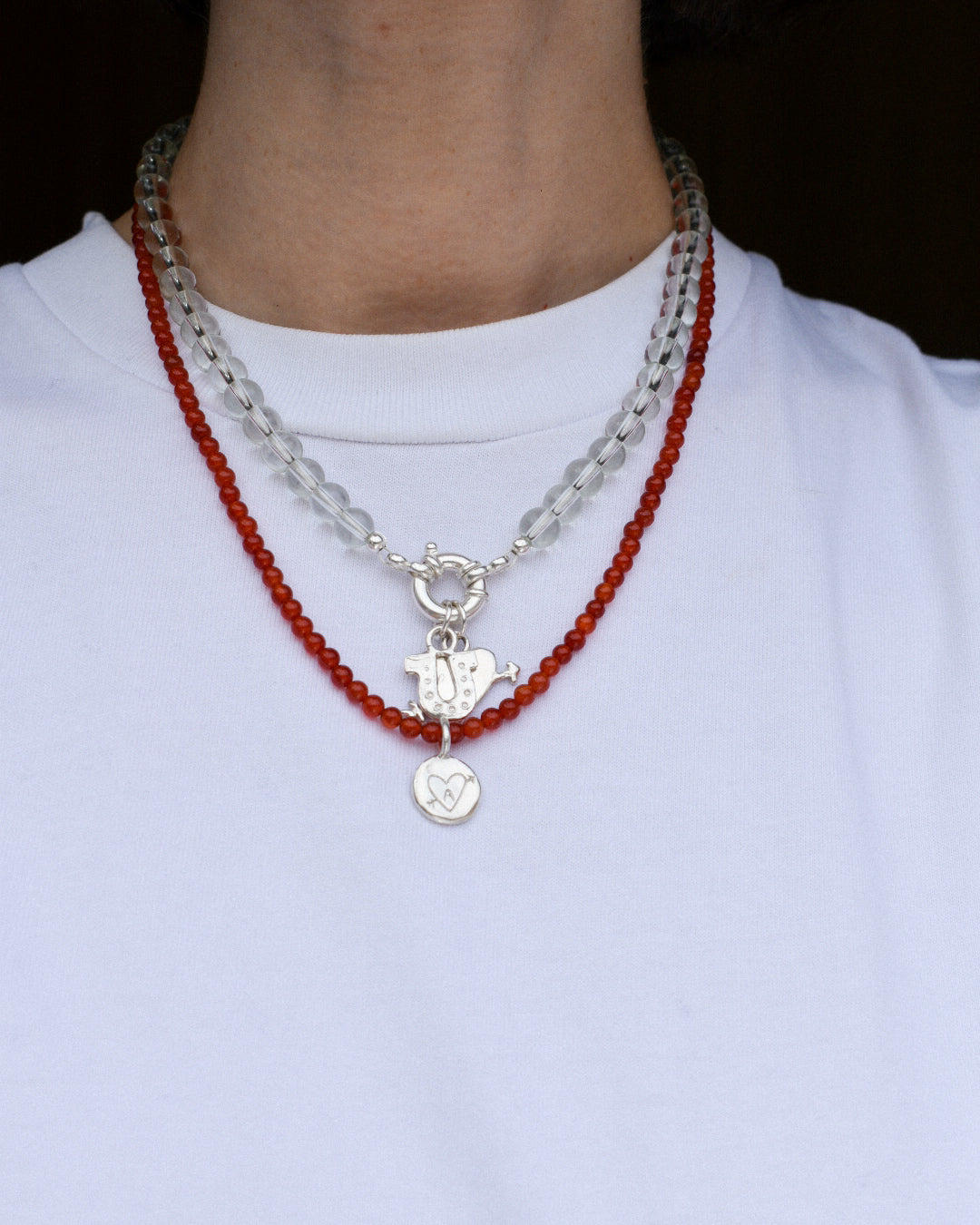 Beaded Necklace - Clear Glass Stacker