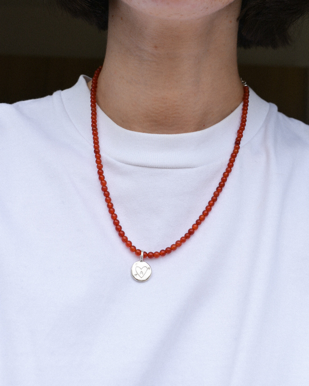 Red Agate Slinky Bead Necklace