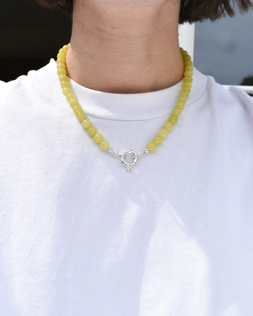 Beaded Necklace - Lemon Jasper Stacker