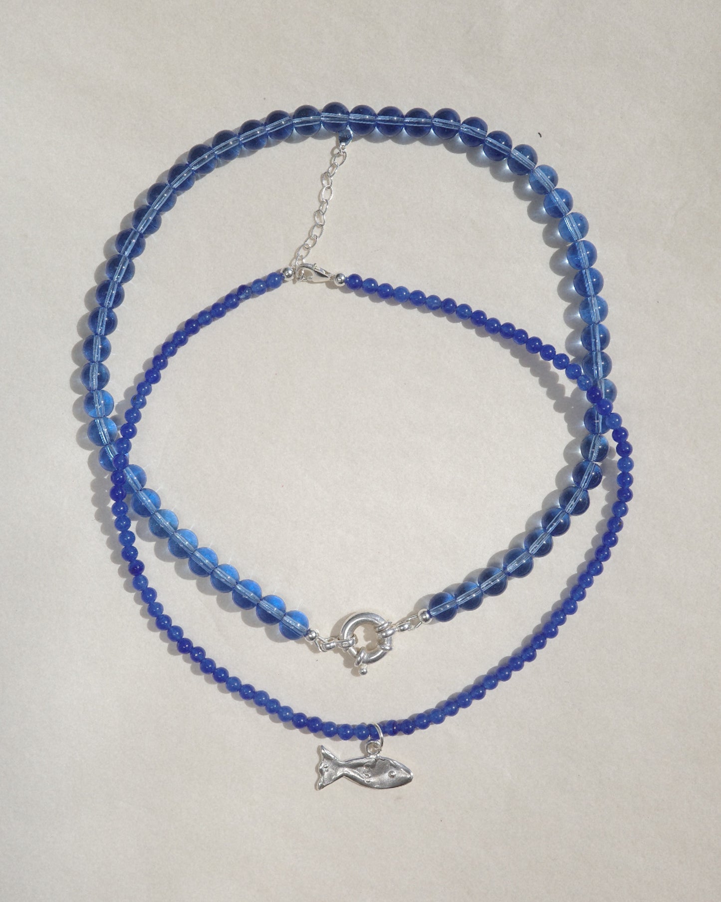 Blue Jade Slinky Bead Necklace