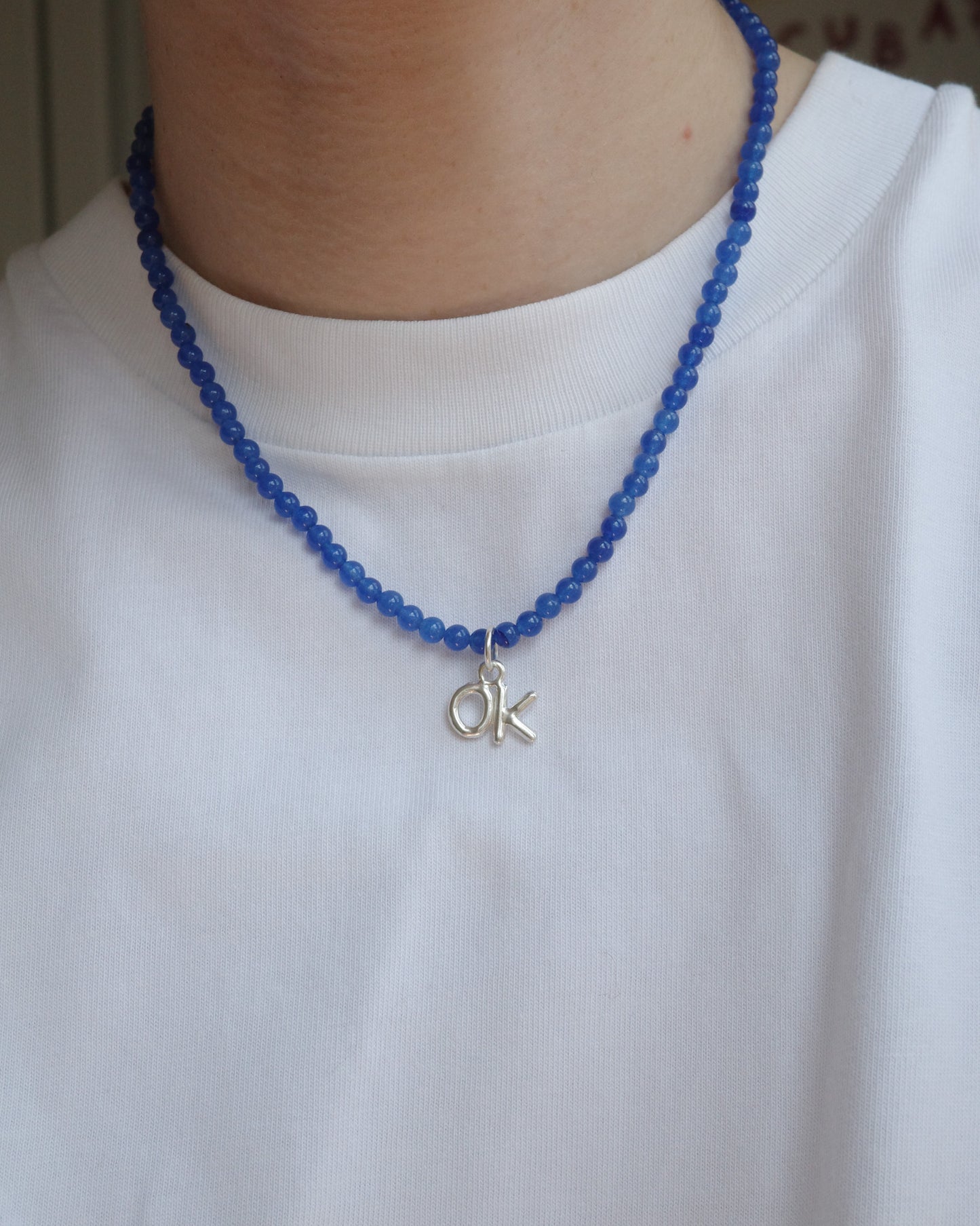 Blue Jade Slinky Bead Necklace