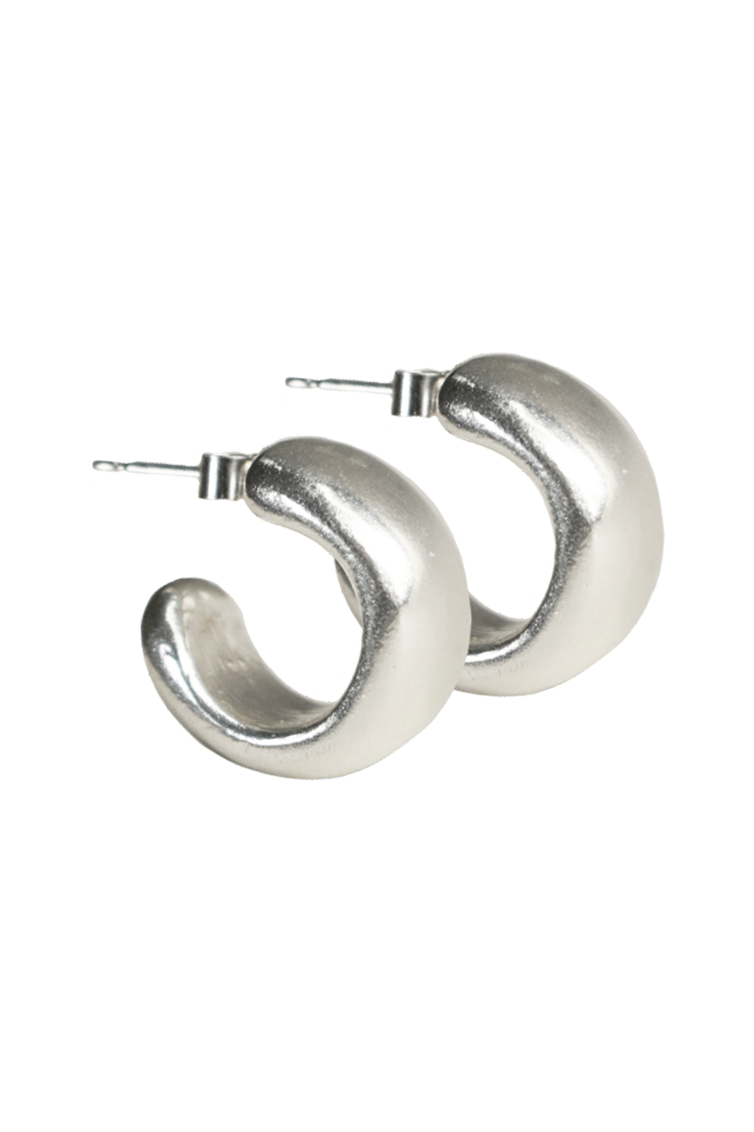 minimal smooth and shiny solid recycled silver hoop earrings with push backs.