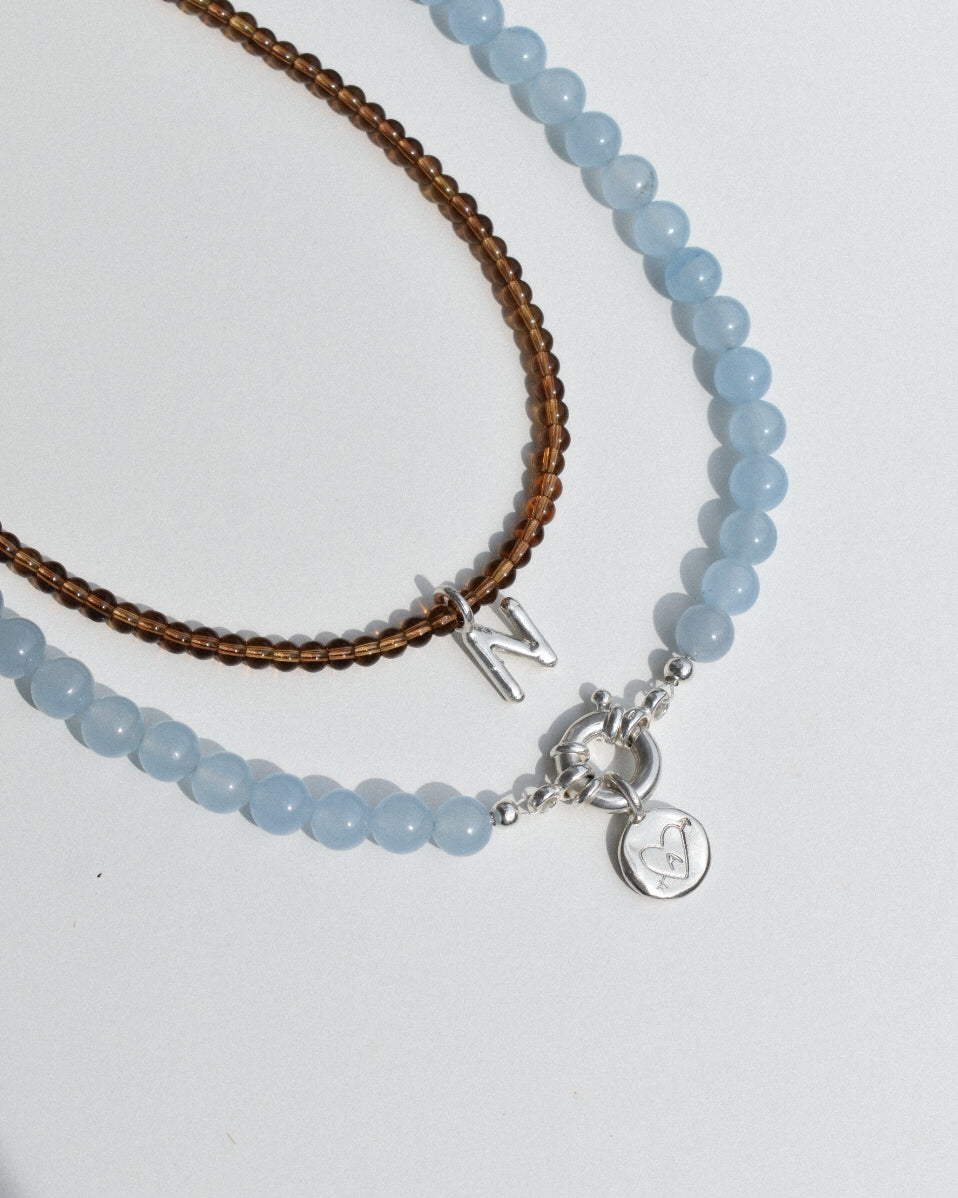 Beaded Necklace - Blue Jade Stacker