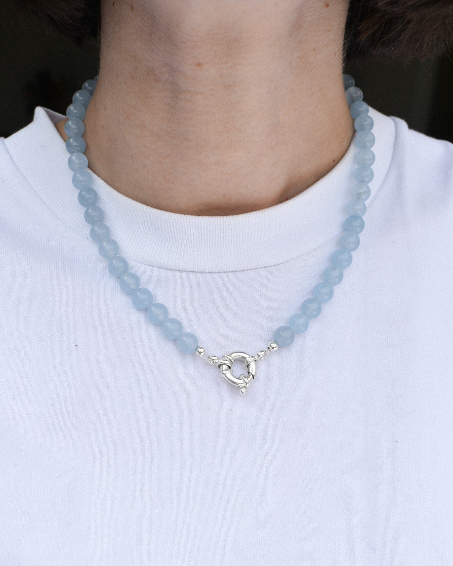 Beaded Necklace - Blue Jade Stacker