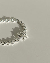 Load image into Gallery viewer, solid recycled silver heavy quality chain bracelet with hand carved star shaped toggle clasp
