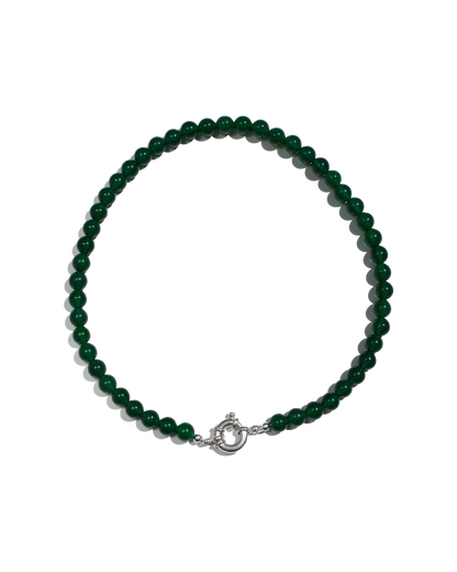Beaded Necklace - Green Agate Stacker