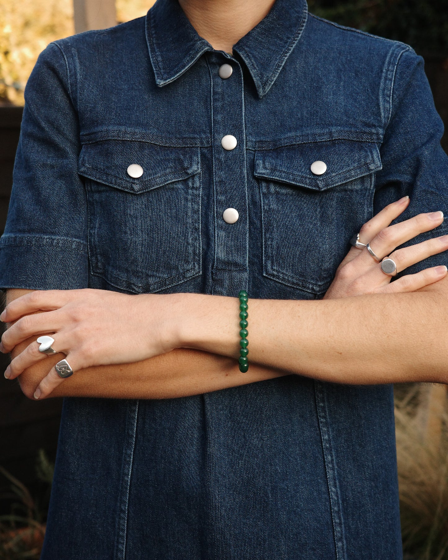 Beaded Bracelet - Green Agate
