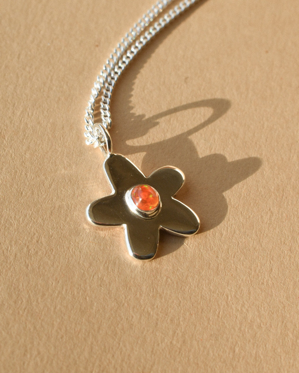 Flame Necklace | Recycled Silver and Fire Opal | ONE available