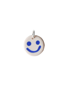 Sand and Blue Smiley Charm