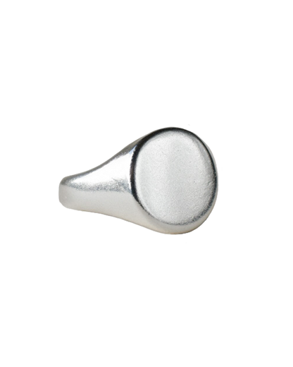 blank minimal solid silver reycled eco metal signet ring.