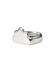 Load image into Gallery viewer, solid recycled silver chunky cloud signet with rounded edges and shiny finish
