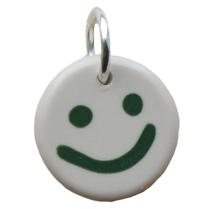 Sand and Green Smiley Charm